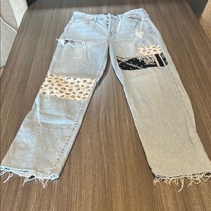 Hollister Blue Straight Leg Jeans with Distressed Details